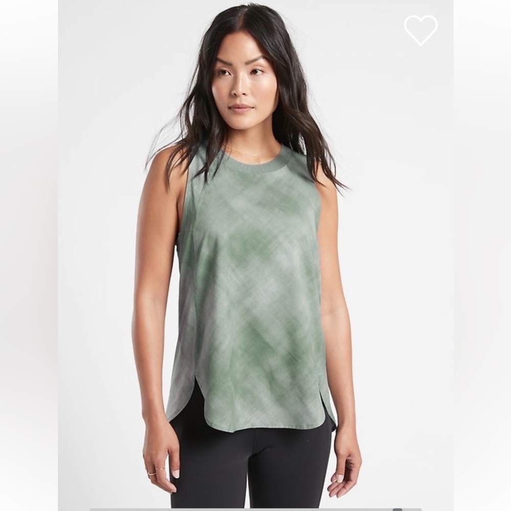 NWT, Athleta Zephyr Print Tank, Denali Minimalistic Grey/Green